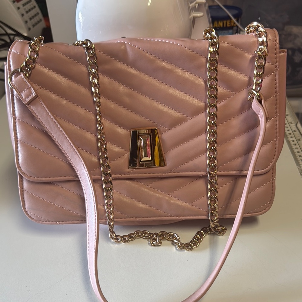 Forever 21 Pink Quilted Shoulder Bag with Chain Strap